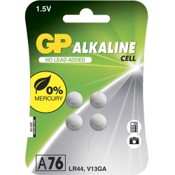 GP Alkaline 1,5V A76 LR44 V13GA Knapcelle Batteri - 4 stk.