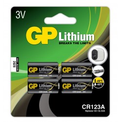 GP Lithium 3V CR123A Batteri - 4 stk.